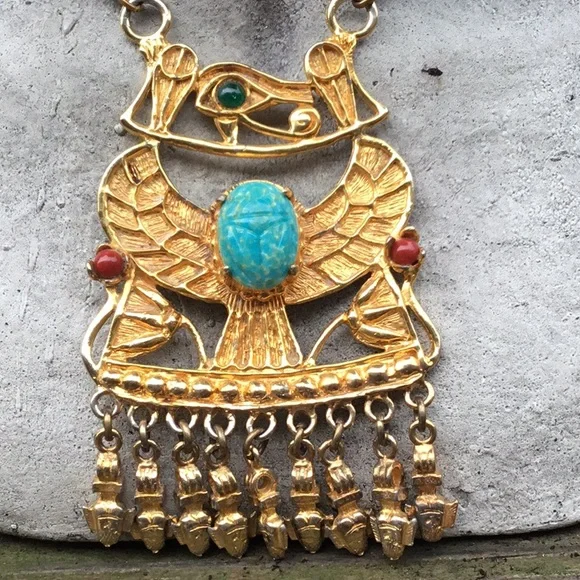 COPY - Vintage Eye of Horus large necklace goldtone - Picture 3 of 11